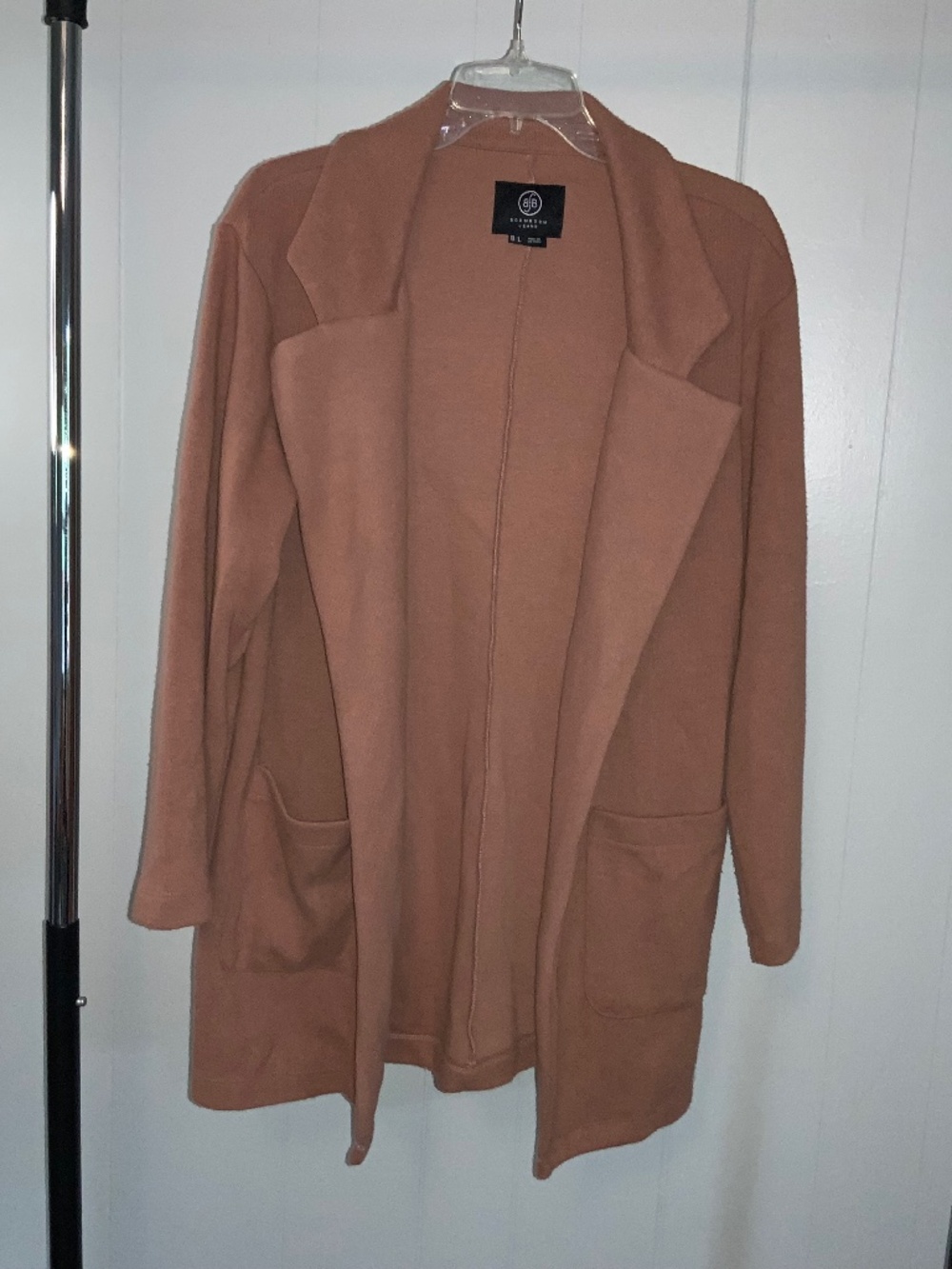 Boom Boom Jeans cotton blend open front cardigan blazer jacket sz L peach